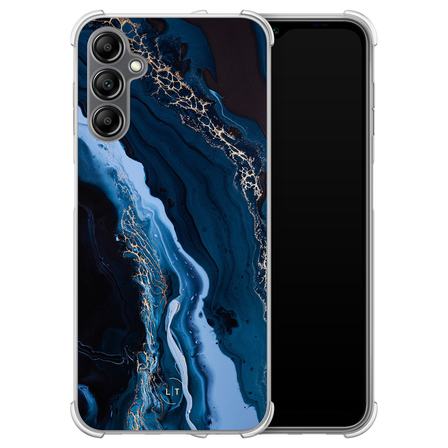 Leuke Telefoonhoesjes Samsung Galaxy A14 shockproof case - Marmer lagoon blauw