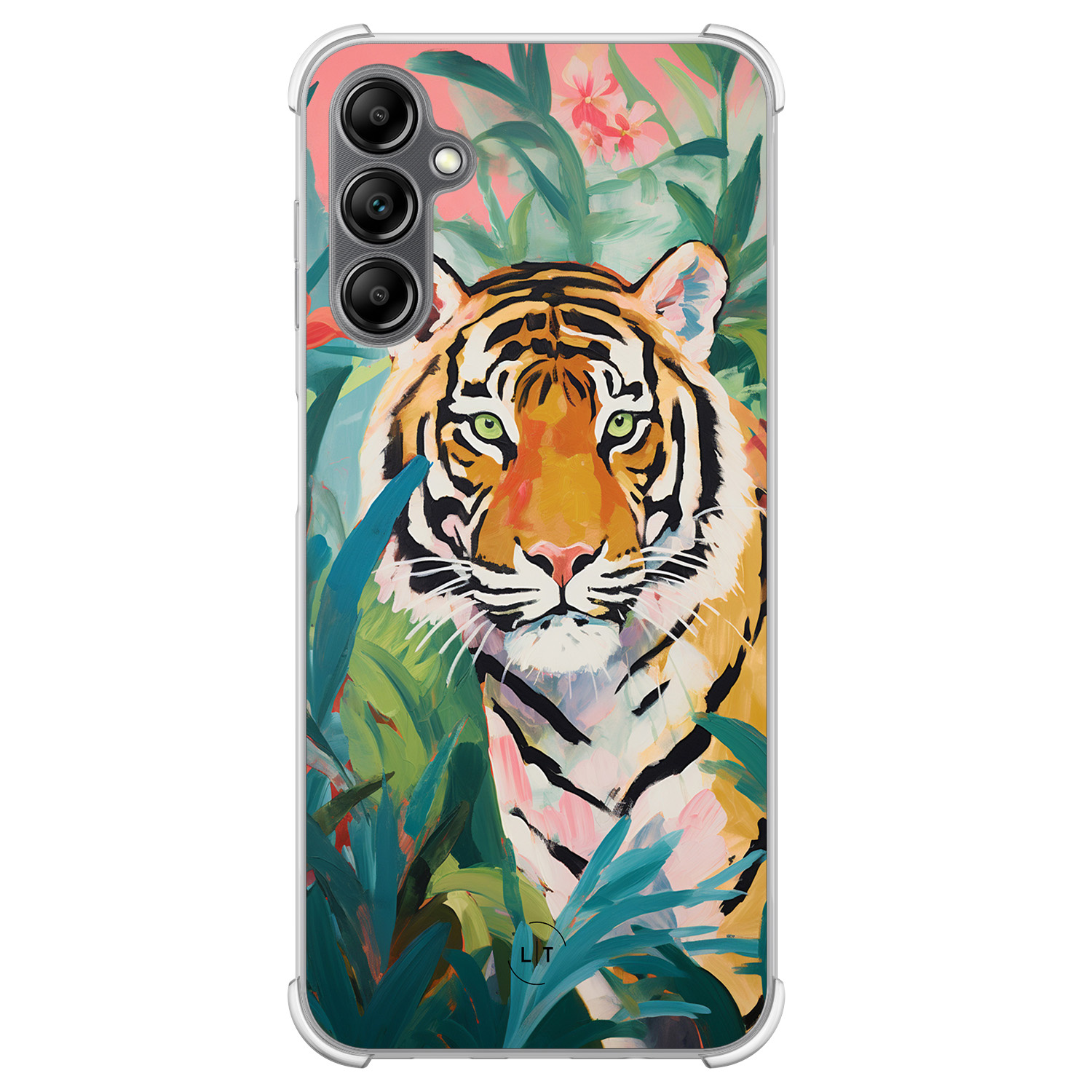 Leuke Telefoonhoesjes Samsung Galaxy A14 shockproof case - Tijger in de jungle