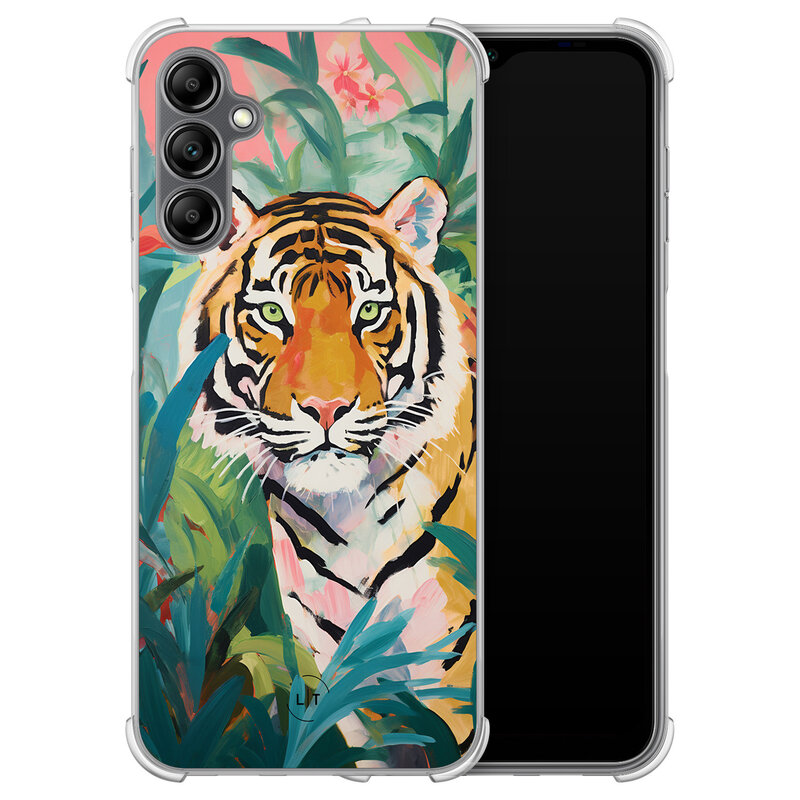 Leuke Telefoonhoesjes Samsung Galaxy A14 shockproof case - Tijger in de jungle