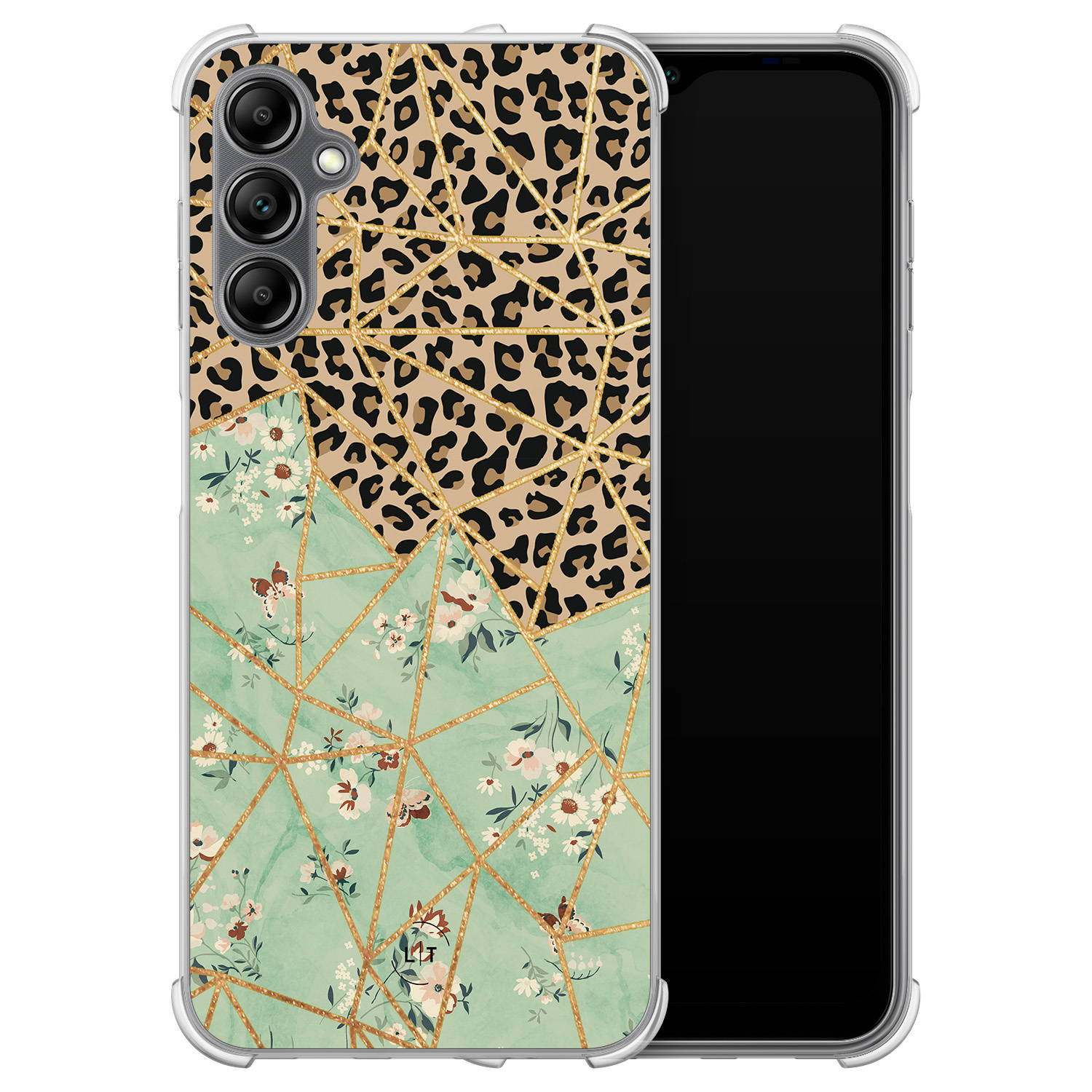 Leuke Telefoonhoesjes Samsung Galaxy A14 shockproof case - Luipaard flower print