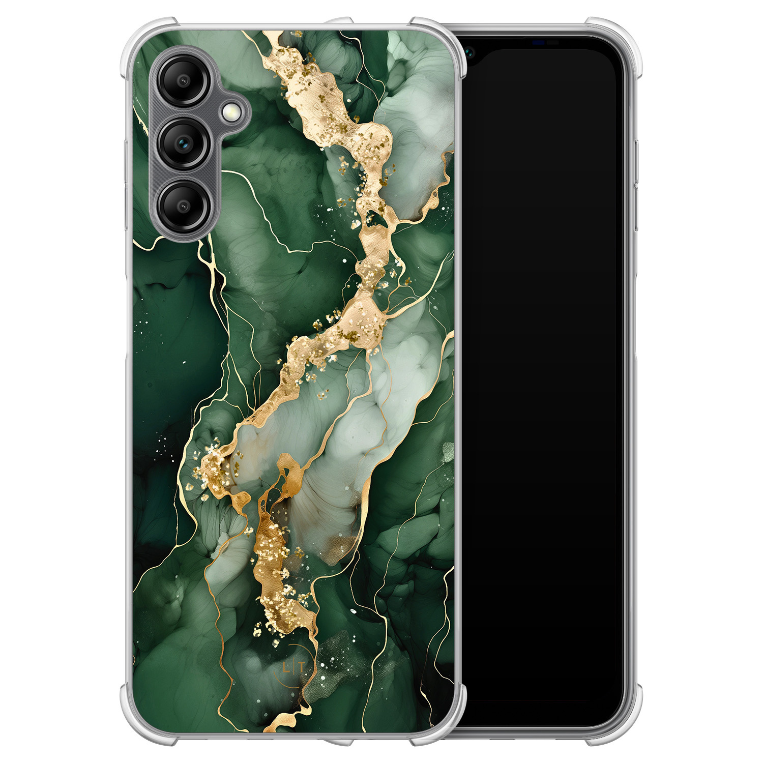 Leuke Telefoonhoesjes Samsung Galaxy A14 shockproof case - Marmer groen goud
