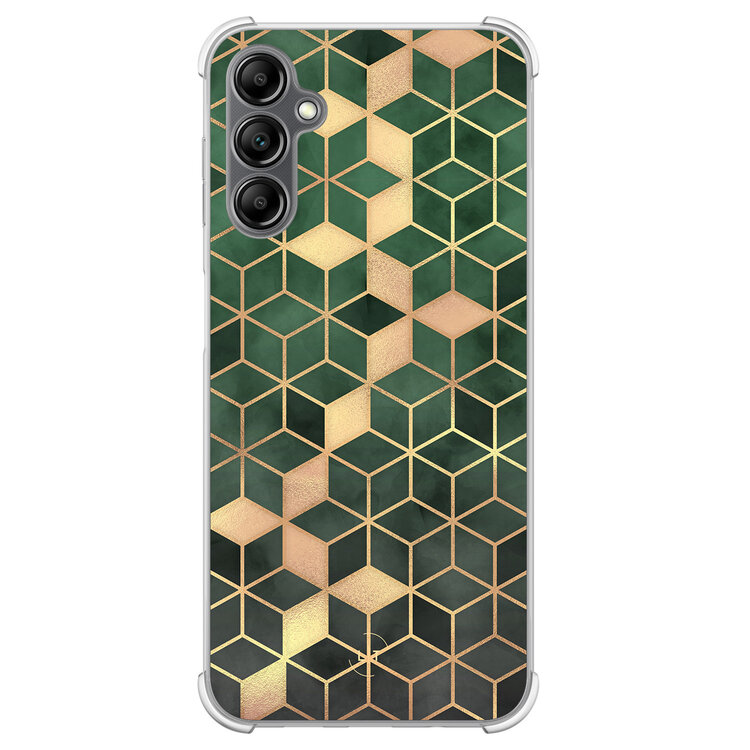 Leuke Telefoonhoesjes Samsung Galaxy A14 shockproof case - Kubus groen