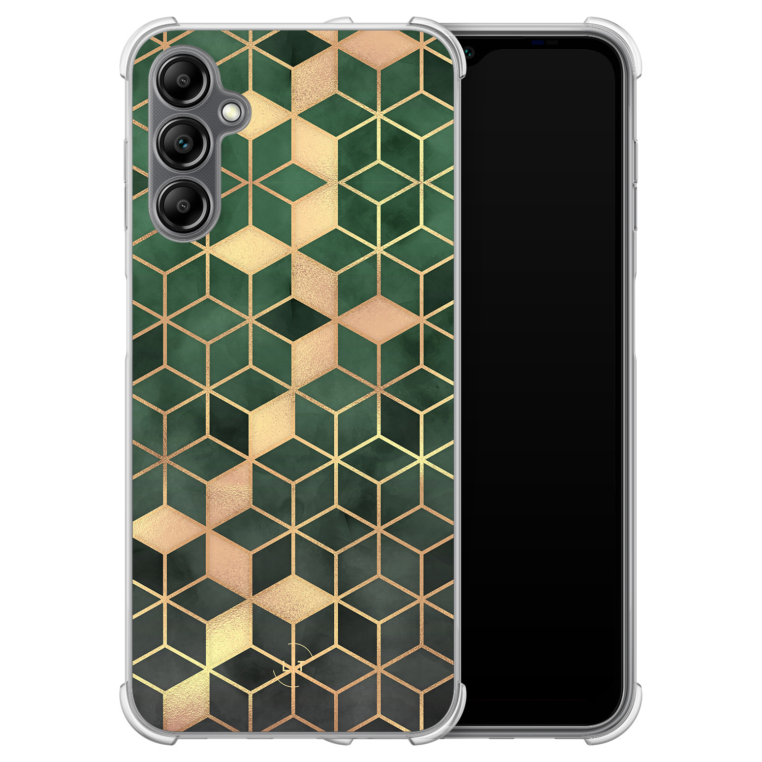 Leuke Telefoonhoesjes Samsung Galaxy A14 shockproof case - Kubus groen