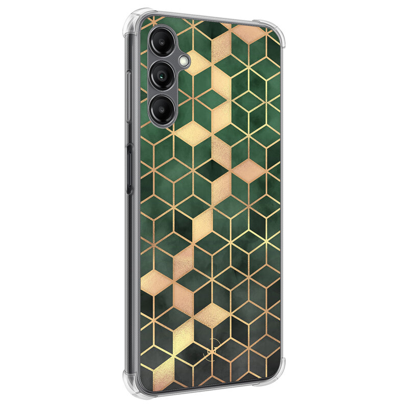 Leuke Telefoonhoesjes Samsung Galaxy A14 shockproof case - Kubus groen