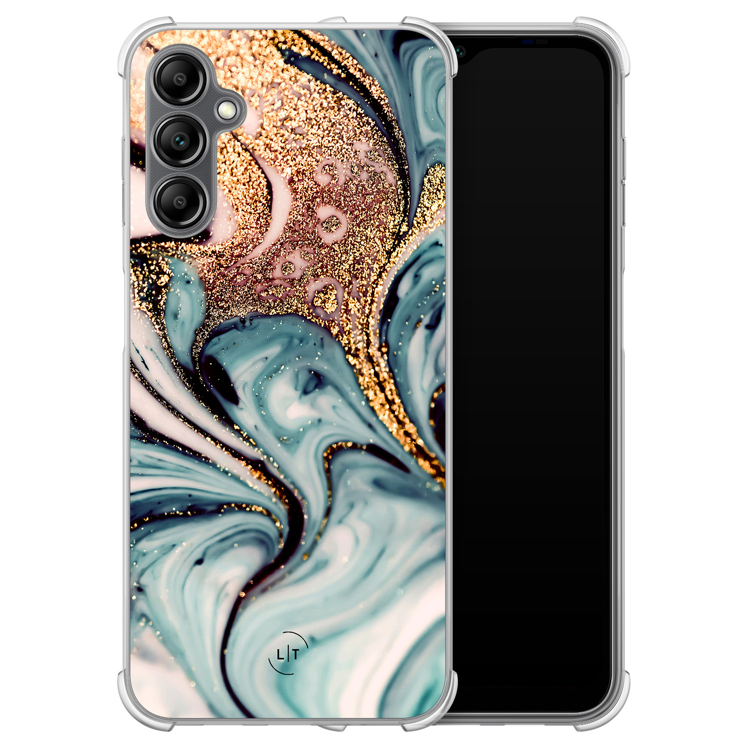 Leuke Telefoonhoesjes Samsung Galaxy A14 shockproof case - Marmer blauw goud