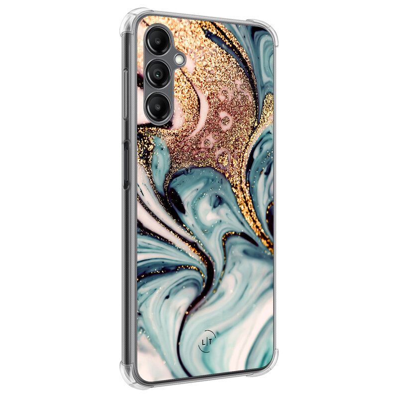 Leuke Telefoonhoesjes Samsung Galaxy A14 shockproof case - Marmer blauw goud