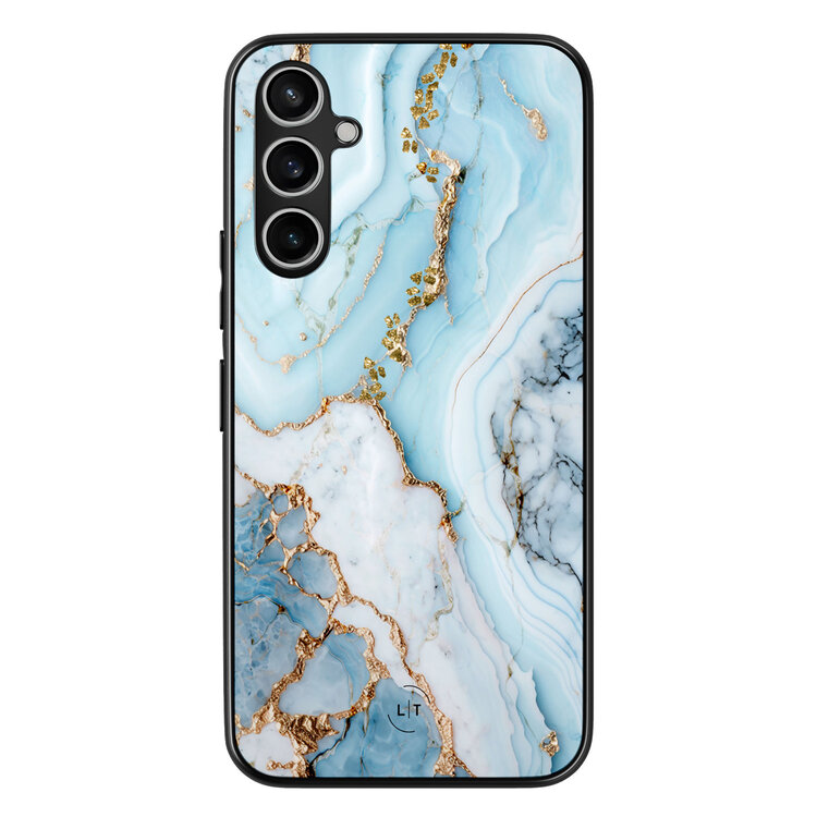 Leuke Telefoonhoesjes Samsung Galaxy A54 backcover hoesje - Marmer babyblauw