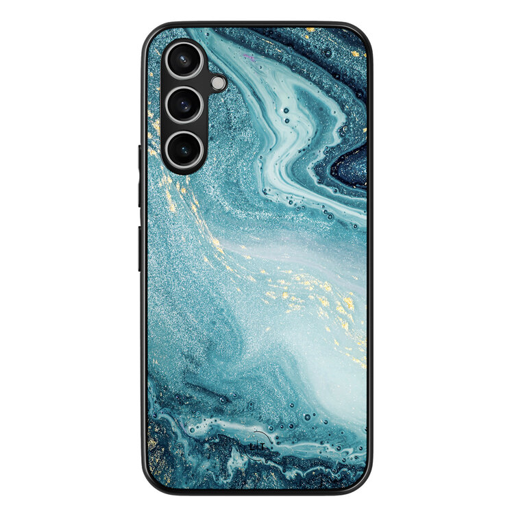 Leuke Telefoonhoesjes Samsung Galaxy A54 backcover hoesje - Marmer blauw