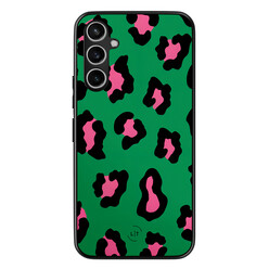 Leuke Telefoonhoesjes Samsung Galaxy A54 backcover hoesje - Luipaard groen roze
