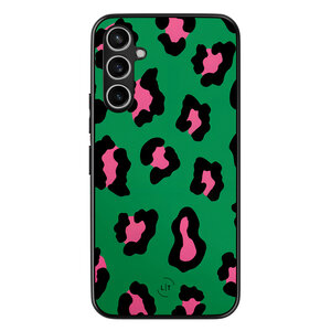 Leuke Telefoonhoesjes Samsung Galaxy A54 backcover hoesje - Luipaard groen roze
