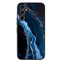 Leuke Telefoonhoesjes Samsung Galaxy A54 backcover hoesje - Marmer lagoon blauw