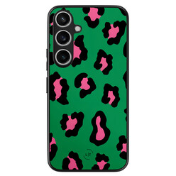 Leuke Telefoonhoesjes Samsung Galaxy A55 backcover hoesje - Luipaard groen roze