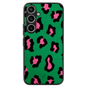 Leuke Telefoonhoesjes Samsung Galaxy A55 backcover hoesje - Luipaard groen roze