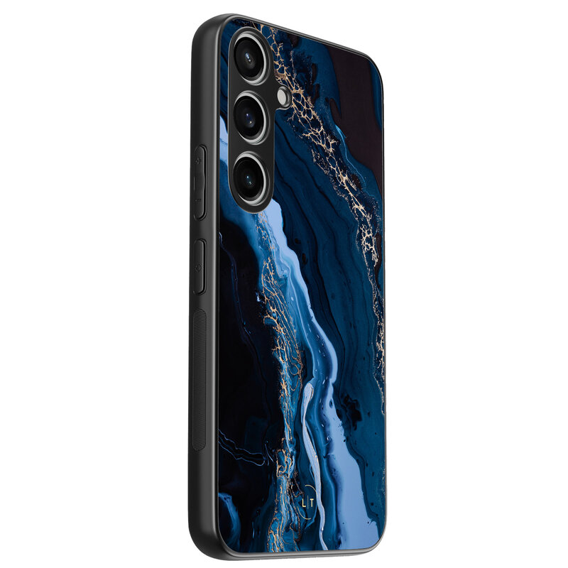 Leuke Telefoonhoesjes Samsung Galaxy A55 backcover hoesje - Marmer lagoon blauw