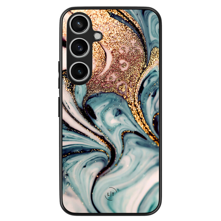 Leuke Telefoonhoesjes Samsung Galaxy A55 backcover hoesje - Marmer blauw goud