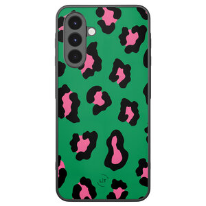 Leuke Telefoonhoesjes Samsung Galaxy A16 backcover hoesje - Luipaard groen roze