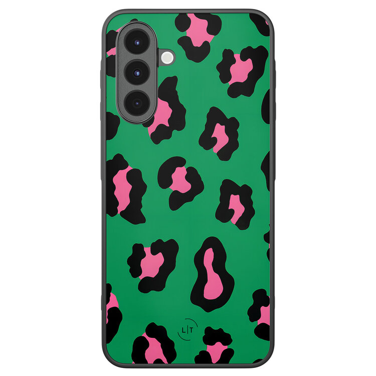 Leuke Telefoonhoesjes Samsung Galaxy A16 backcover hoesje - Luipaard groen roze