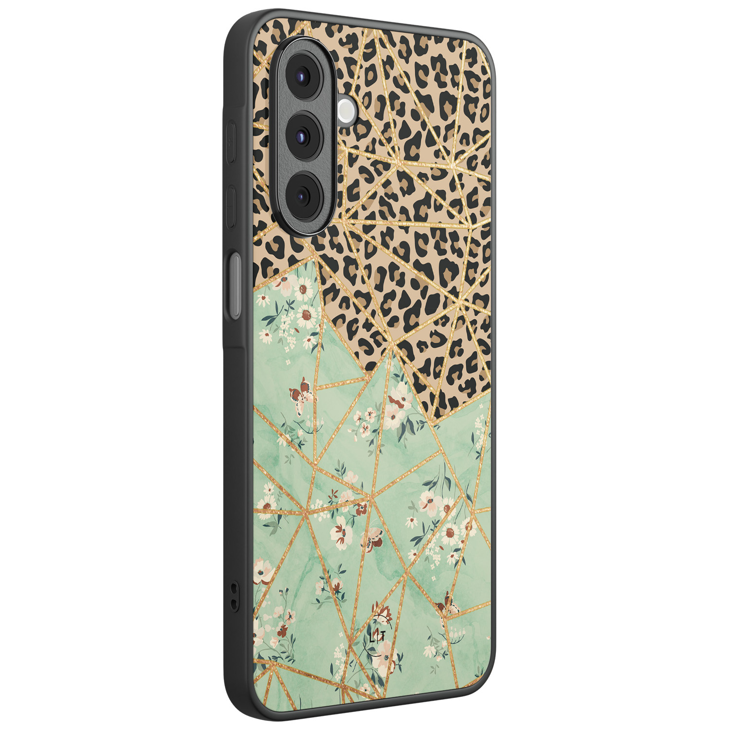 Leuke Telefoonhoesjes Samsung Galaxy A16 backcover hoesje - Luipaard flower print