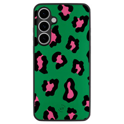Leuke Telefoonhoesjes Samsung Galaxy S24 FE backcover hoesje - Luipaard groen roze