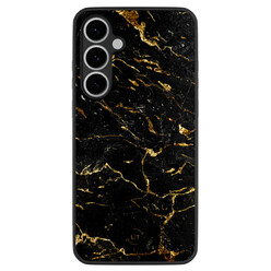 Leuke Telefoonhoesjes Samsung Galaxy S24 FE backcover hoesje - Marmer zwart goud