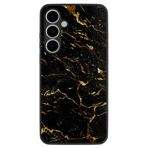 Leuke Telefoonhoesjes Samsung Galaxy S24 FE backcover hoesje - Marmer zwart goud