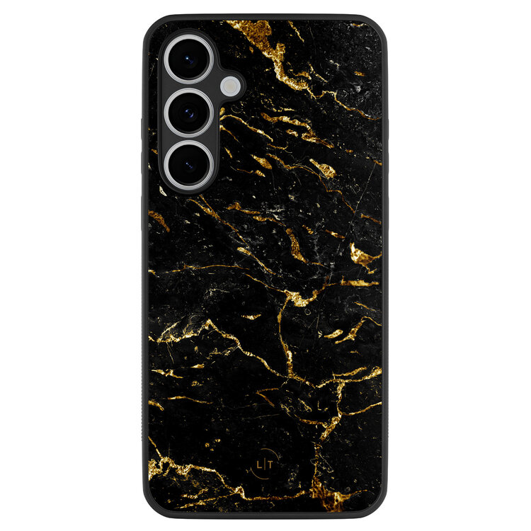 Leuke Telefoonhoesjes Samsung Galaxy S24 FE backcover hoesje - Marmer zwart goud