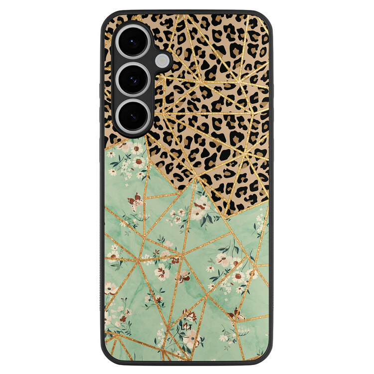 Leuke Telefoonhoesjes Samsung Galaxy S24 FE backcover hoesje - Luipaard flower print