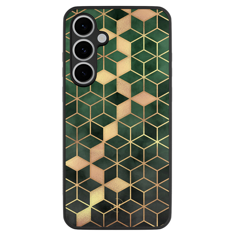 Leuke Telefoonhoesjes Samsung Galaxy S24 FE backcover hoesje - Kubus groen