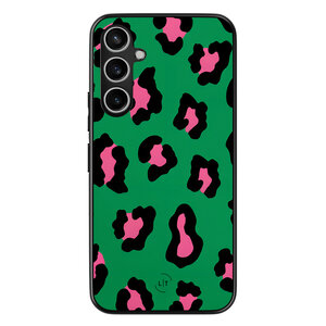 Leuke Telefoonhoesjes Samsung Galaxy S23 FE backcover hoesje - Luipaard groen roze
