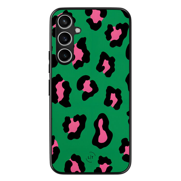 Leuke Telefoonhoesjes Samsung Galaxy S23 FE backcover hoesje - Luipaard groen roze