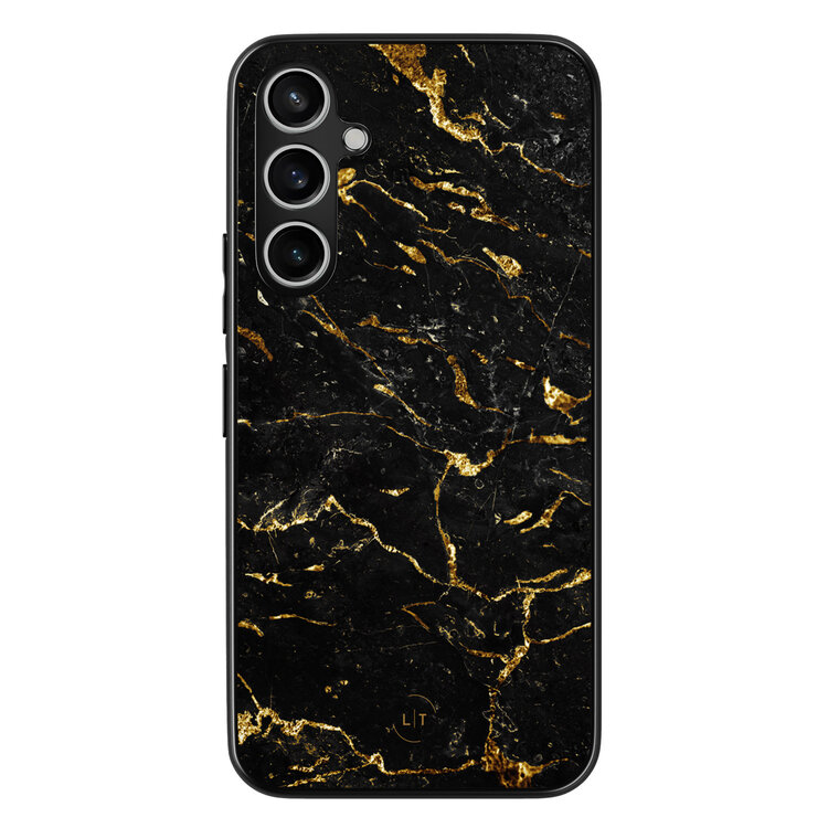 Leuke Telefoonhoesjes Samsung Galaxy S23 FE backcover hoesje - Marmer zwart goud