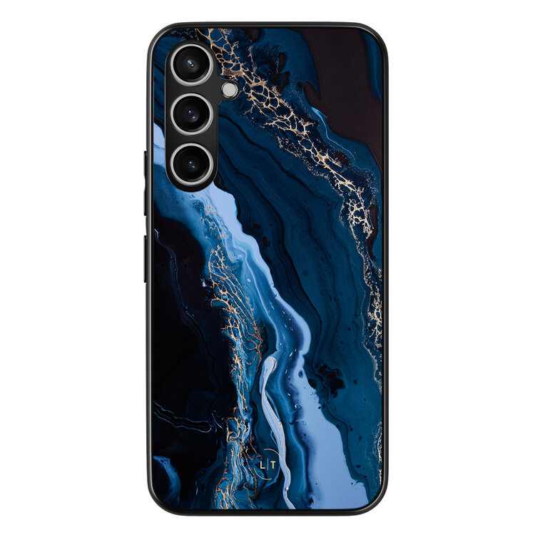 Leuke Telefoonhoesjes Samsung Galaxy S23 FE backcover hoesje - Marmer lagoon blauw