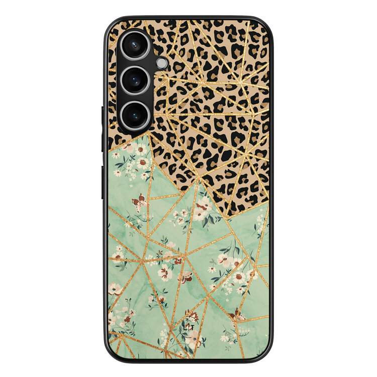 Leuke Telefoonhoesjes Samsung Galaxy S23 FE backcover hoesje - Luipaard flower print