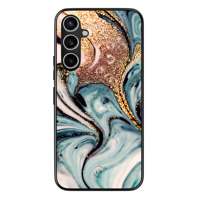 Leuke Telefoonhoesjes Samsung Galaxy S23 FE backcover hoesje - Marmer blauw goud