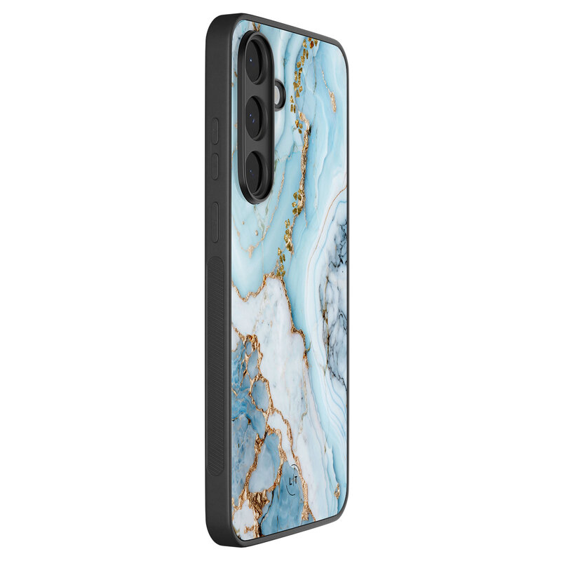 Leuke Telefoonhoesjes Samsung Galaxy S25 FE backcover hoesje - Marmer babyblauw