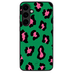Leuke Telefoonhoesjes Samsung Galaxy S25 FE backcover hoesje - Luipaard groen roze
