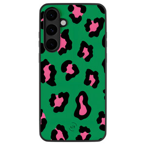 Leuke Telefoonhoesjes Samsung Galaxy S25 FE backcover hoesje - Luipaard groen roze
