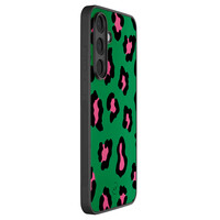Leuke Telefoonhoesjes Samsung Galaxy S25 FE backcover hoesje - Luipaard groen roze