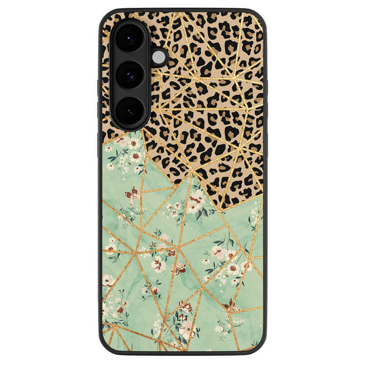 Leuke Telefoonhoesjes Samsung Galaxy S25 FE backcover hoesje - Luipaard flower print