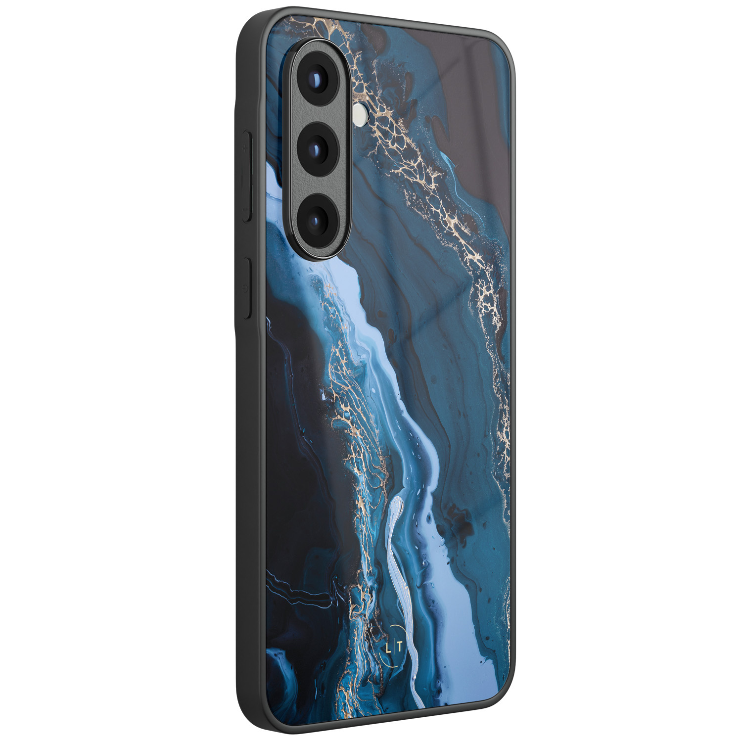 Leuke Telefoonhoesjes Samsung Galaxy A56 hoesje glas - Marmer lagoon blauw