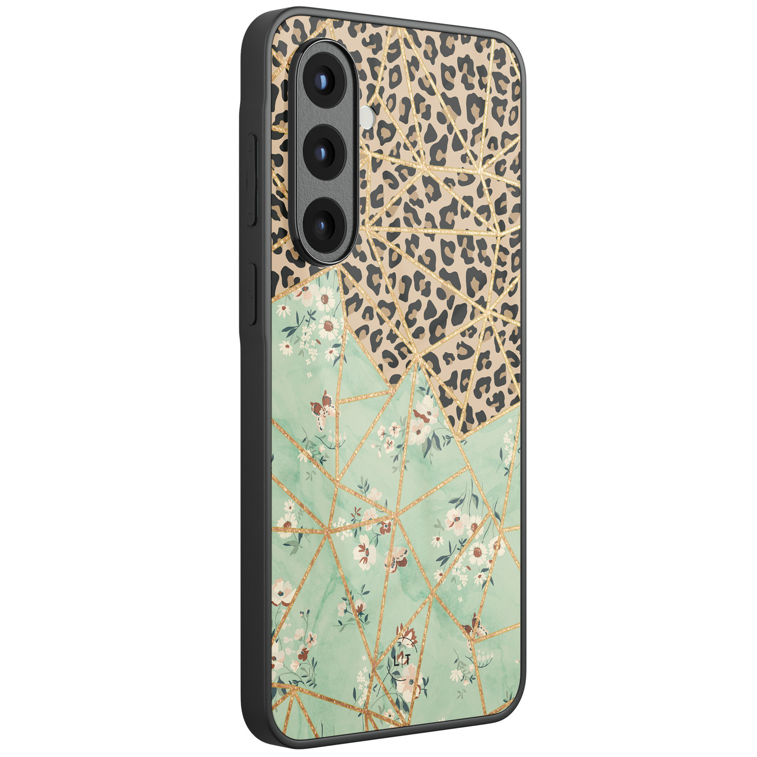 Leuke Telefoonhoesjes Samsung Galaxy A56 hoesje glas - Luipaard flower print
