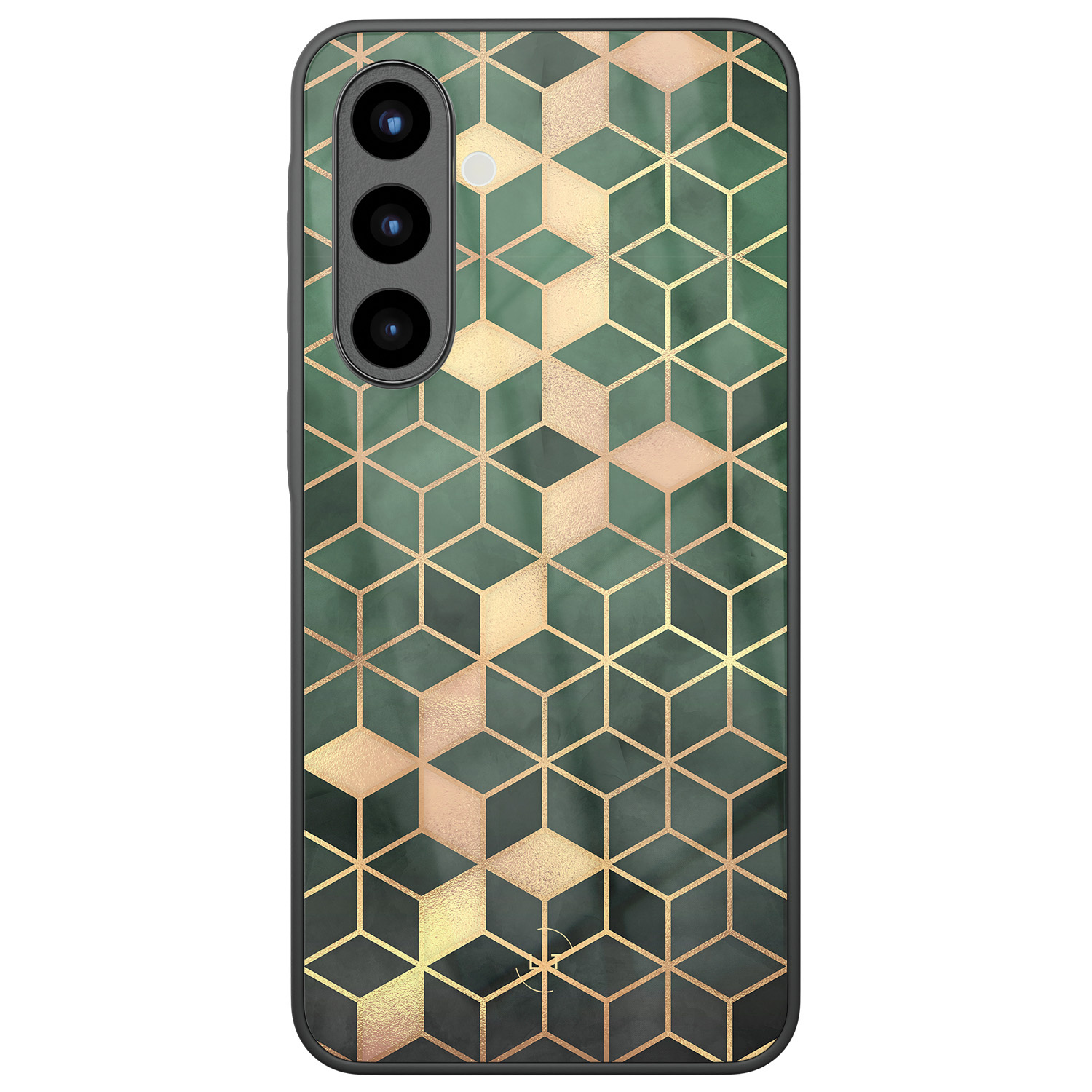 Leuke Telefoonhoesjes Samsung Galaxy A56 hoesje glas - Kubus groen