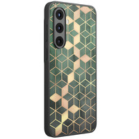 Leuke Telefoonhoesjes Samsung Galaxy A56 hoesje glas - Kubus groen