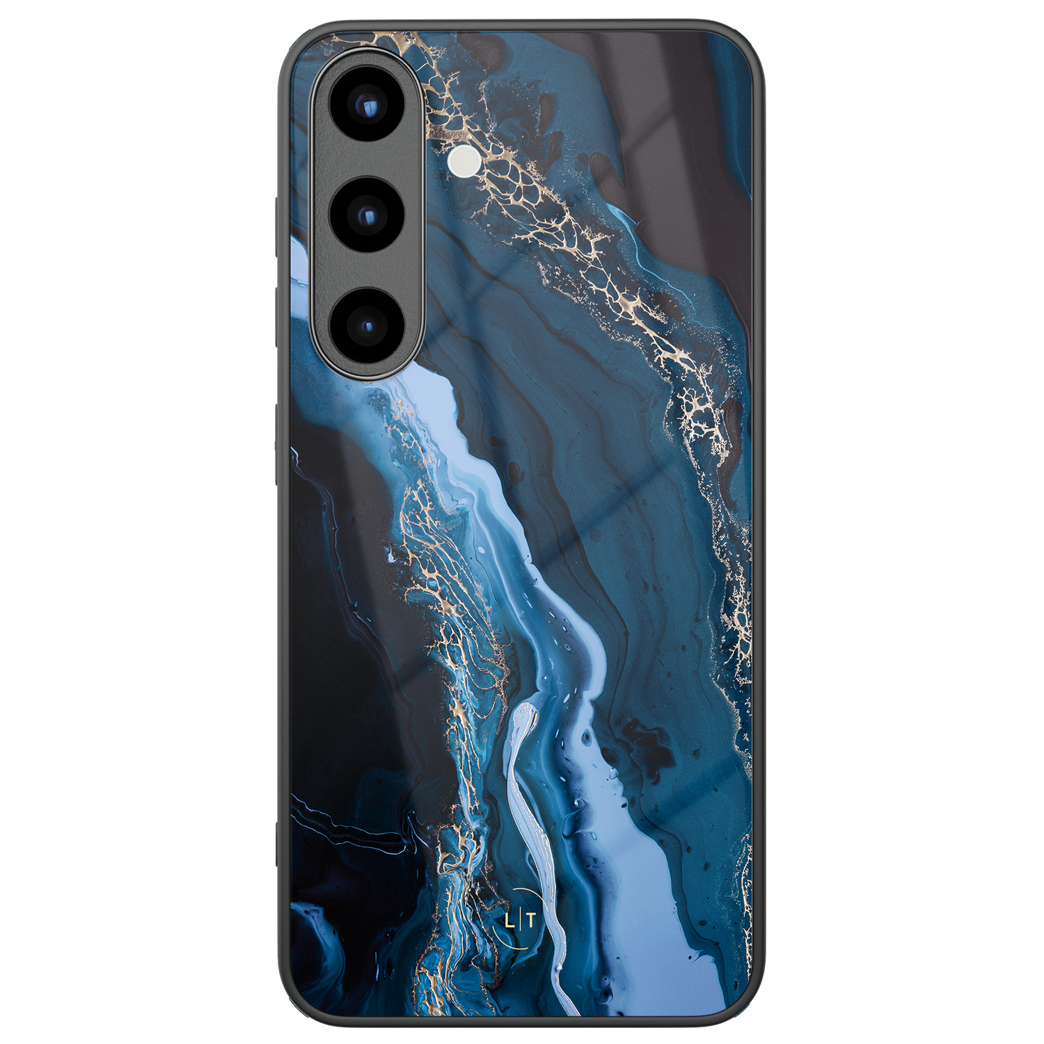 Leuke Telefoonhoesjes Samsung Galaxy S25 hoesje glas - Marmer lagoon blauw