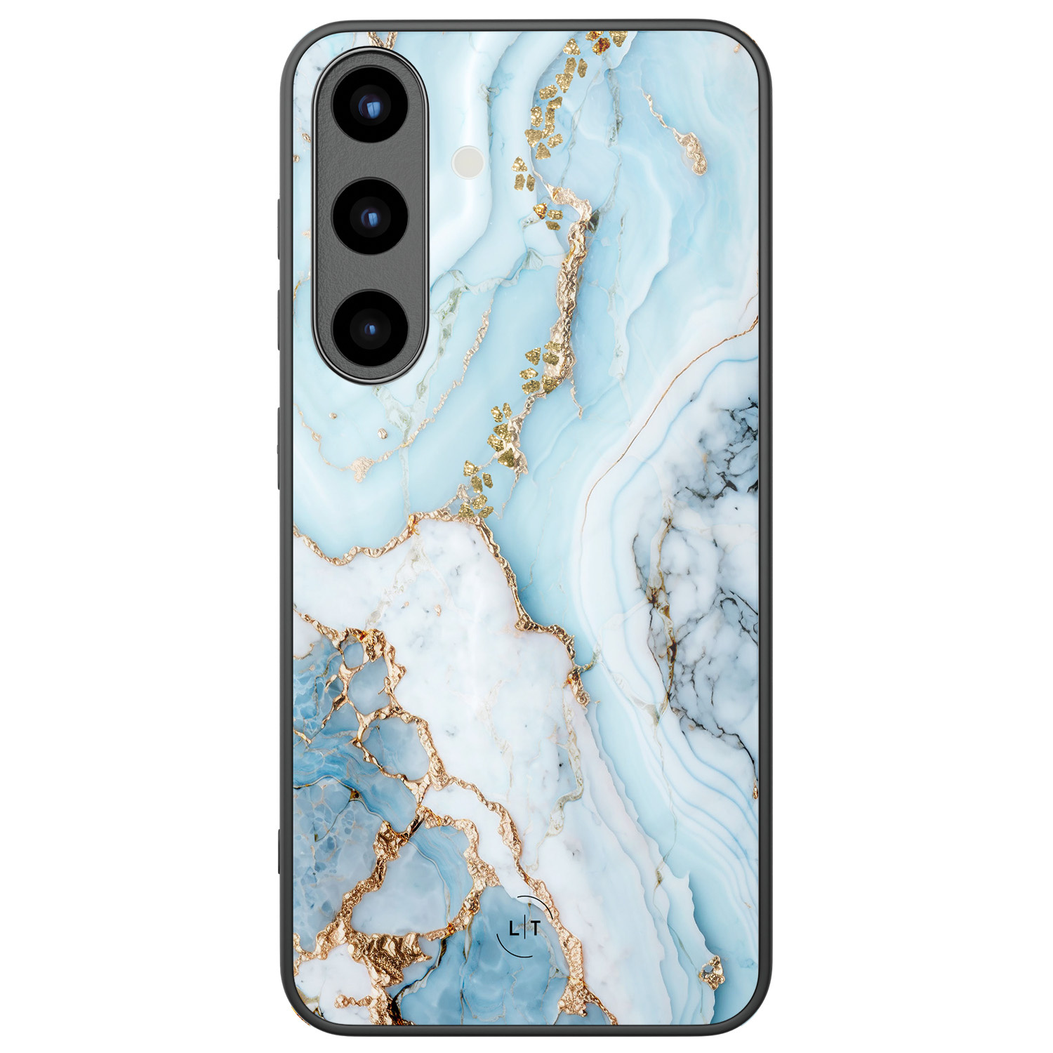 Leuke Telefoonhoesjes Samsung Galaxy S25 hoesje glas - Marmer babyblauw
