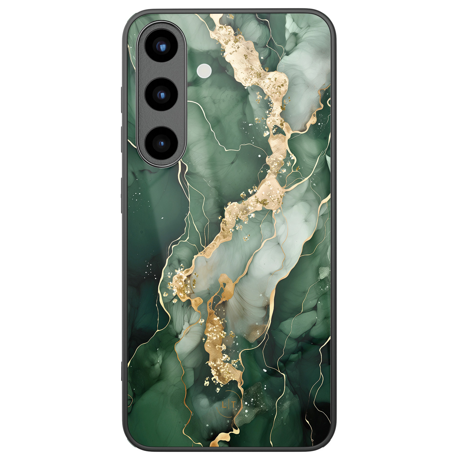 Leuke Telefoonhoesjes Samsung Galaxy S25 hoesje glas - Marmer groen goud