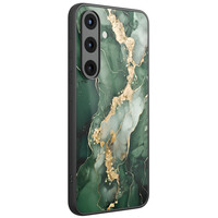 Leuke Telefoonhoesjes Samsung Galaxy S25 hoesje glas - Marmer groen goud