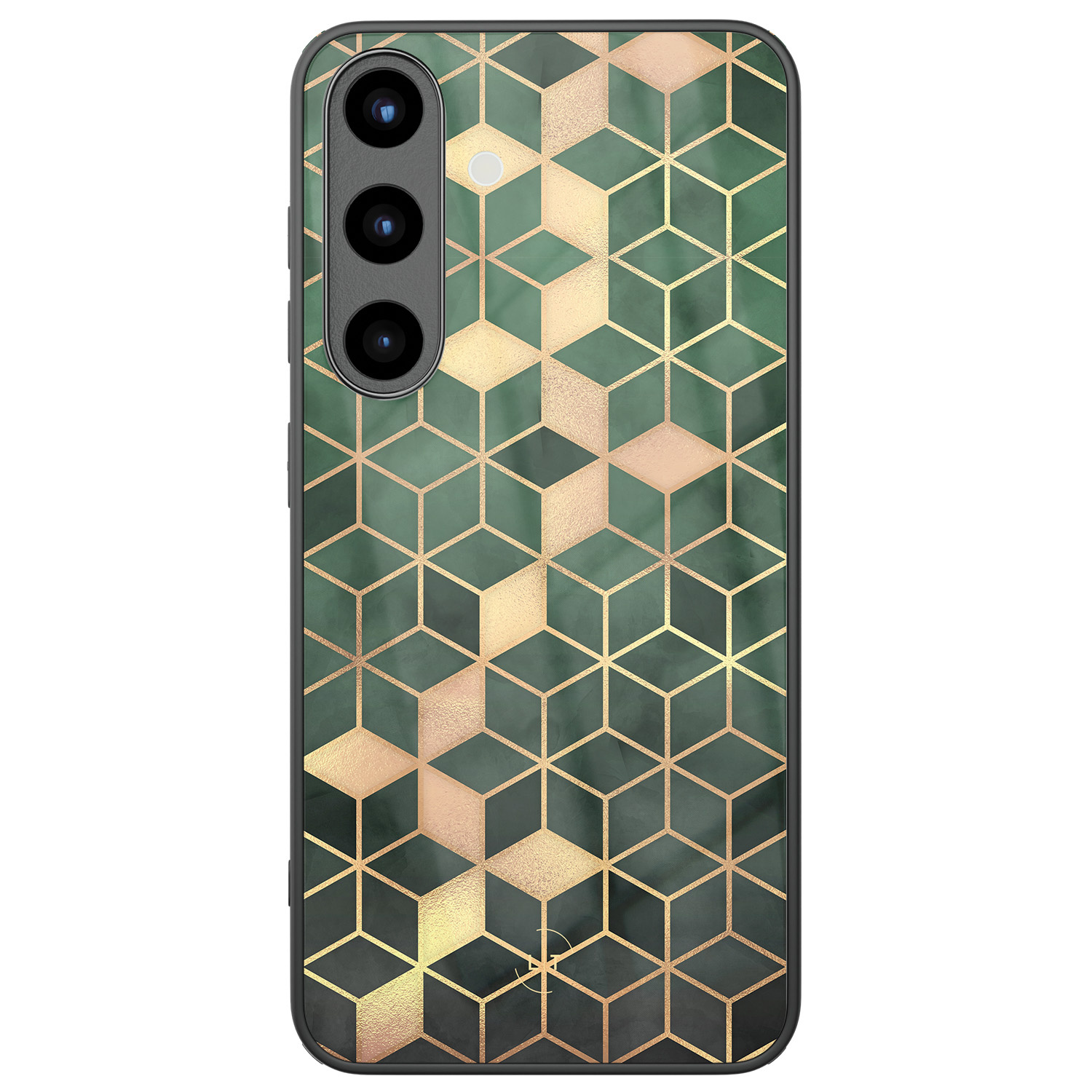 Leuke Telefoonhoesjes Samsung Galaxy S25 hoesje glas - Kubus groen