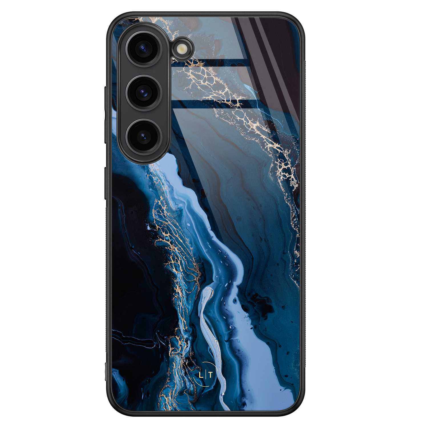 Leuke Telefoonhoesjes Samsung Galaxy S23 hoesje glas - Marmer lagoon blauw