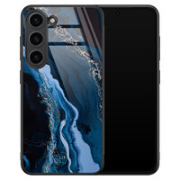 Leuke Telefoonhoesjes Samsung Galaxy S23 hoesje glas - Marmer lagoon blauw